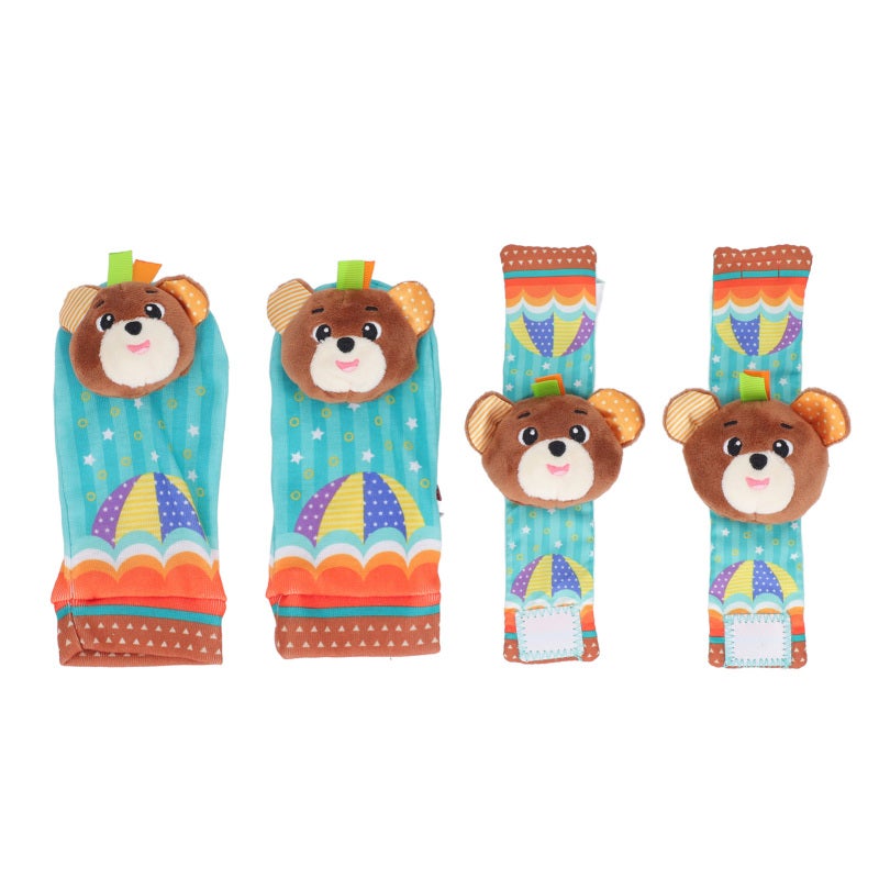 Baby Wrist Rattles: 0-6 Month Old Soft Rattle Socks Set - Adorable Striped Animal Design, Sensory Stimulation & Motor Skills Development for Early Baby Play, Tummy Time, Cribs, Strollers - Image 1