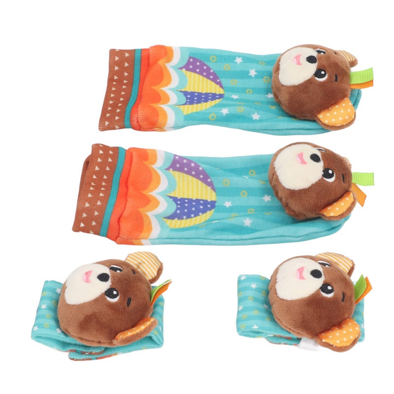 Baby Wrist Rattles: 0-6 Month Old Soft Rattle Socks Set - Adorable Striped Animal Design, Sensory Stimulation & Motor Skills Development for Early Baby Play, Tummy Time, Cribs, Strollers - Image 5