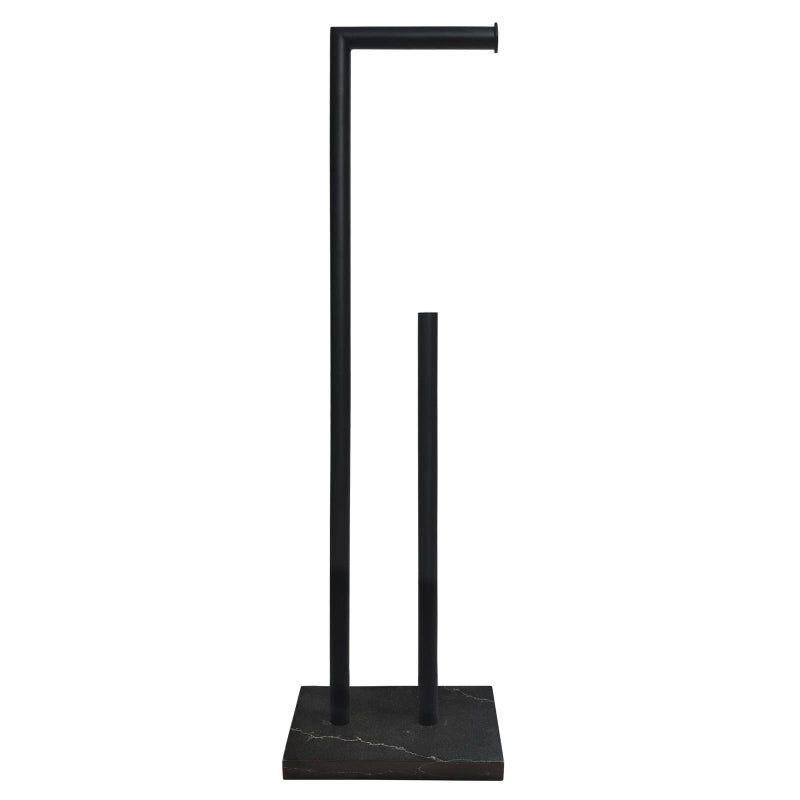 Gzila Free Standing Toilet Paper Holder Stand with Reserve Heavy Weighted Marble Design Base SUS304 Stainless Steel Black