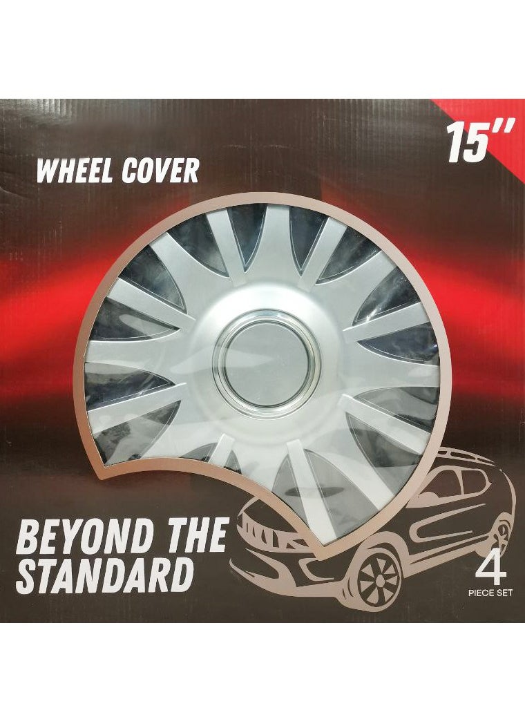 Generic Car Wheel Cover Silver Color 15 inch - High-Quality Wheel Cup Universal Fit Set of 4PC  - Image 1