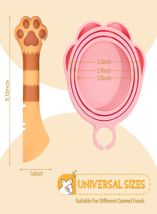 Kerros Cat Food Can Covers Lids & Cat Food Spoon - Silicone Can Covers for Cat Dog Pet Wet Food Cans Cute Paw Shape Opener Spatula - Image 3