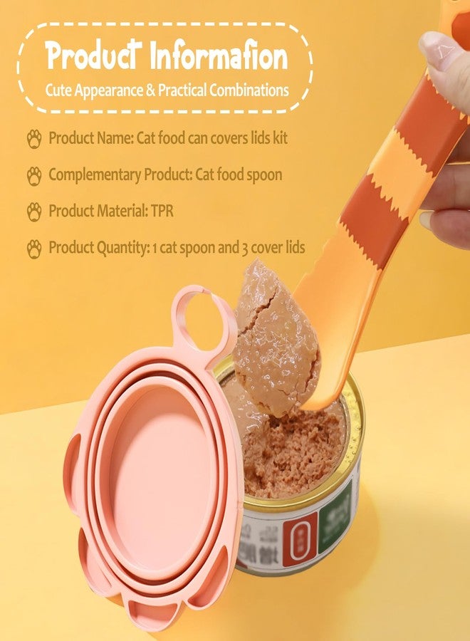 Kerros Cat Food Can Covers Lids & Cat Food Spoon - Silicone Can Covers for Cat Dog Pet Wet Food Cans Cute Paw Shape Opener Spatula - Image 5