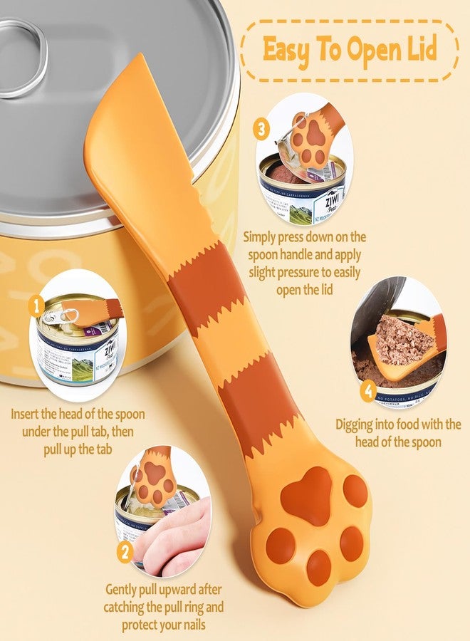 Kerros Cat Food Can Covers Lids & Cat Food Spoon - Silicone Can Covers for Cat Dog Pet Wet Food Cans Cute Paw Shape Opener Spatula - Image 4