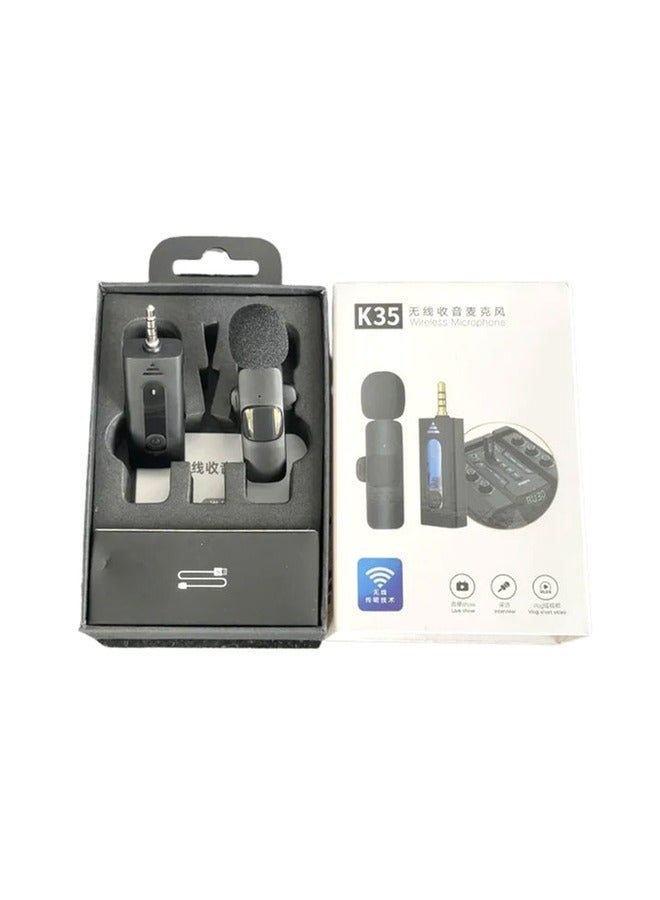 K35 High-Quality Wireless Noise-Cancelling Microphone – Sleek Black Design - Image 2