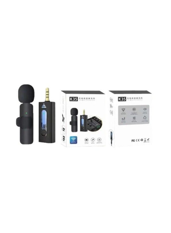 K35 High-Quality Wireless Noise-Cancelling Microphone – Sleek Black Design - Image 3