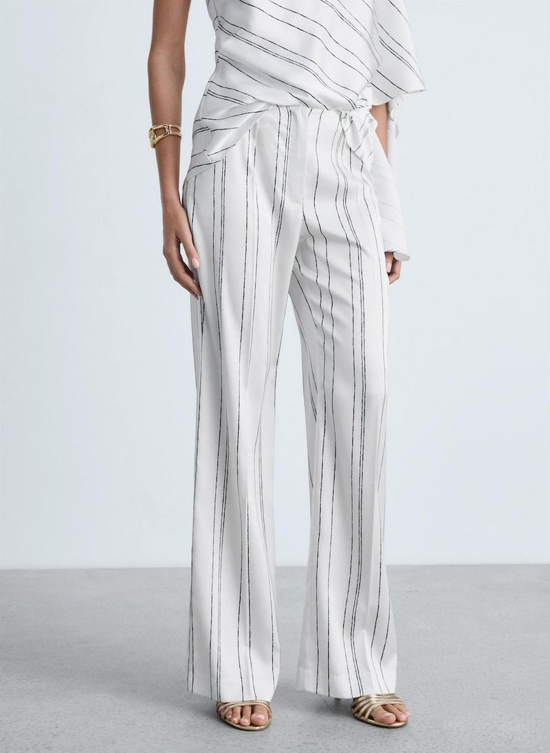 MANGO Straight Striped Trousers  - Image 1