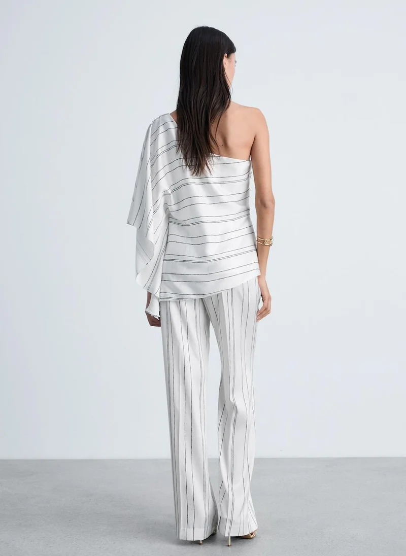 MANGO Straight Striped Trousers