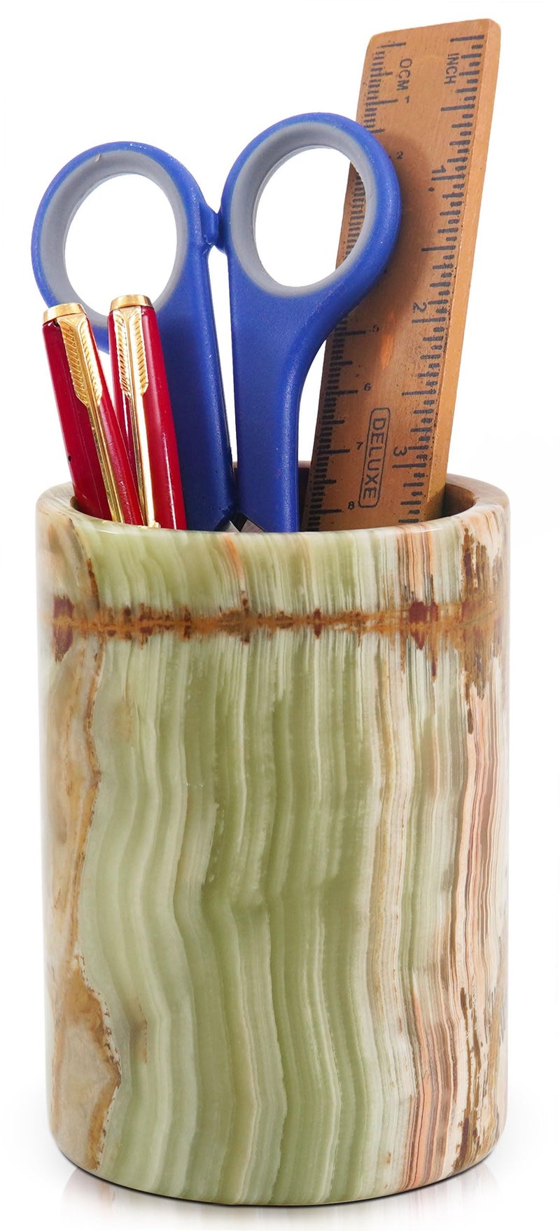 Radicaln Marble Stationary Holdergreen Onyx 4"" Handmade Pen Holder For Desk  Ideal For Desk Organizer  Workspace Accessories & School Stationary - Image 1