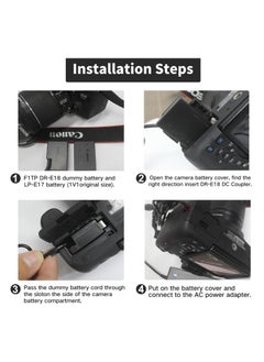 JAJEEK E18 AC Power Adapter & DR-E18 Dummy Battery LP-E17 DC Coupler Charger Kit for Canon EOS Rebel SL2 SL3 T6i T6S T7i T8i 200D 200D II 250D 750D 760D 800D 77D - Continuous Power Supply for Studio & Long Shoots  - Image 2