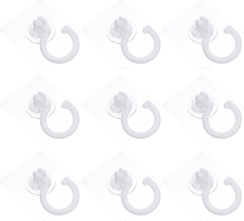 10pcs Rotating Strong Adhesive Wall Sticky Hooks, White Multi-Function Utility Hooks for Home Kitchen Bathroom Door Hanging, Punch-Free Coat and Hat Rack - Image 1
