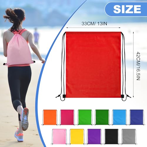 Dntorx 12 Colors Drawstring Backpacks Bulk Drawstring Bags DIY Waterproof Nylon Cinch Bags for Sports Gym Travel Swimming Beach MenWomen Lightweight Reusable - Image 3