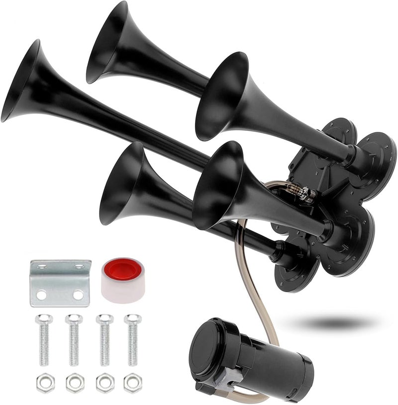 DriSentri 12V 185db Super Loud Five Trumpet Air Horn Kit with Compressor for Vehicles - Image 1