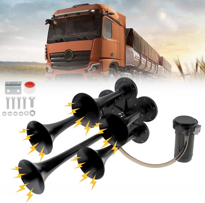 DriSentri 12V 185db Super Loud Five Trumpet Air Horn Kit with Compressor for Vehicles - Image 4