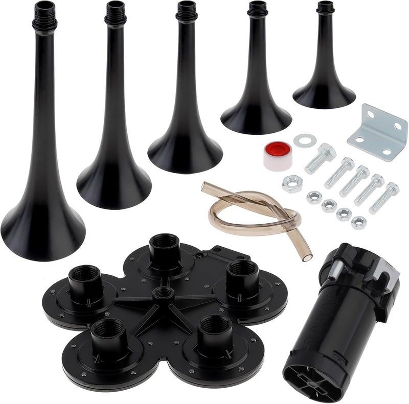 DriSentri 12V 185db Super Loud Five Trumpet Air Horn Kit with Compressor for Vehicles - Image 2