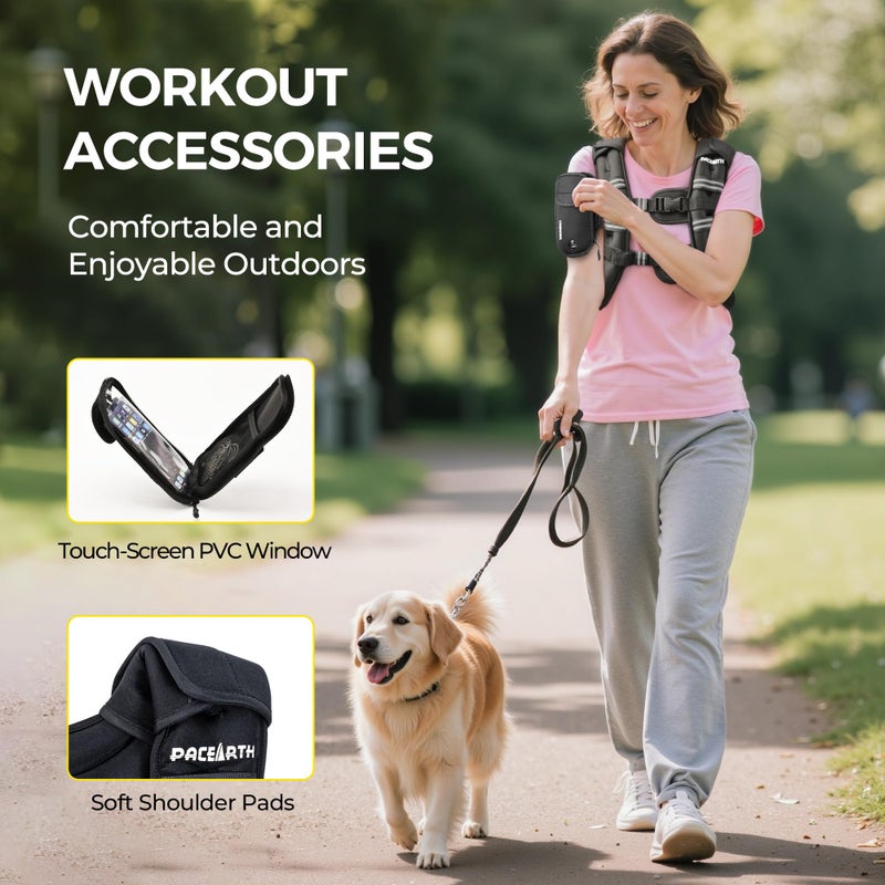 PACEARTH Women Weighted Vest for Walking, Workout Training Vest with Arm-Strap Phone Pouch & Shoulder Pads,6lbs - Image 2