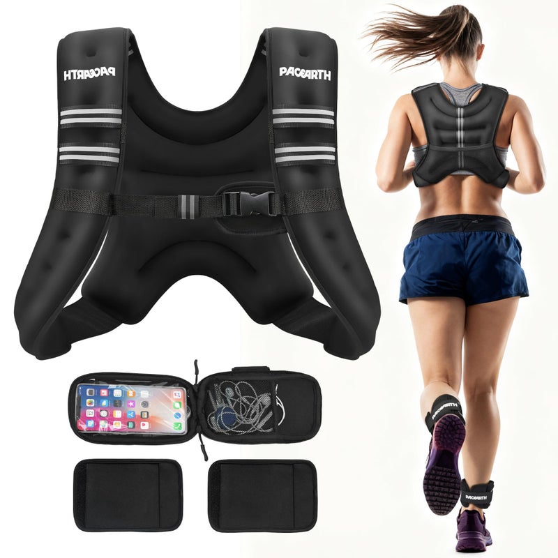 PACEARTH Women Weighted Vest for Walking, Workout Training Vest with Arm-Strap Phone Pouch & Shoulder Pads,6lbs - Image 1