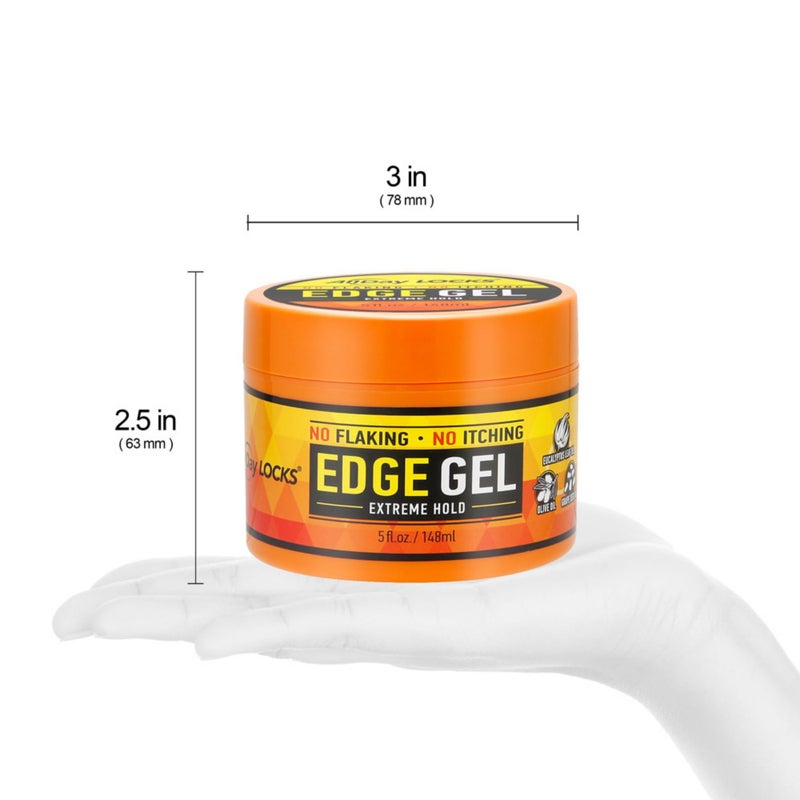 AllDay Locks Edge Gel Extreme Hold - Hair Gel for Maximum Control & Braiding, Natural Edge Lock & Fixer for Women & Men, Sleek Moisturizing Formula, No Frizz, Flakes, or Grease - 5 oz Jar - Image 3