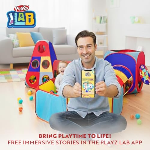Playz 5pc Kids' Play Tents & Tunnels - Ball Pit for Toddlers, Basketball Hoop, Crawling Tubes, Pop-Up Playhouses, Baby Obstacle Course for Indoor or Outdoor Use - Image 4