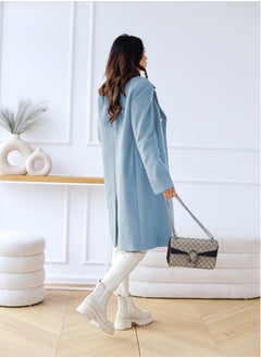 Loquat New Women's Fashion Simple Long Sleeve Lapel Button Wool Overcoat  - Image 2