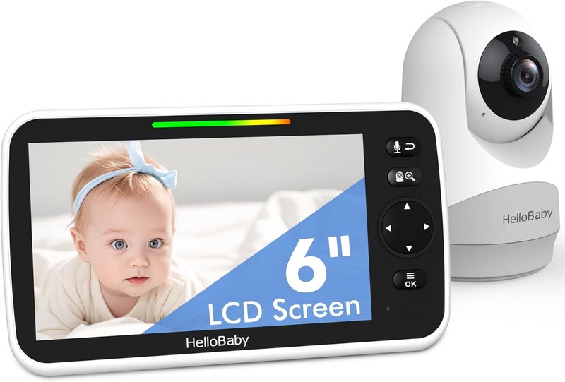 HelloBaby 6IPS Large Screen Video Baby Monitor with Upgraded 4000mAh Battery 2Way Talk Night Vision PanTiltZoom No WiFi ECO Mode - Image 1
