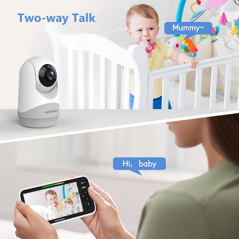 HelloBaby 6IPS Large Screen Video Baby Monitor with Upgraded 4000mAh Battery 2Way Talk Night Vision PanTiltZoom No WiFi ECO Mode - Image 4