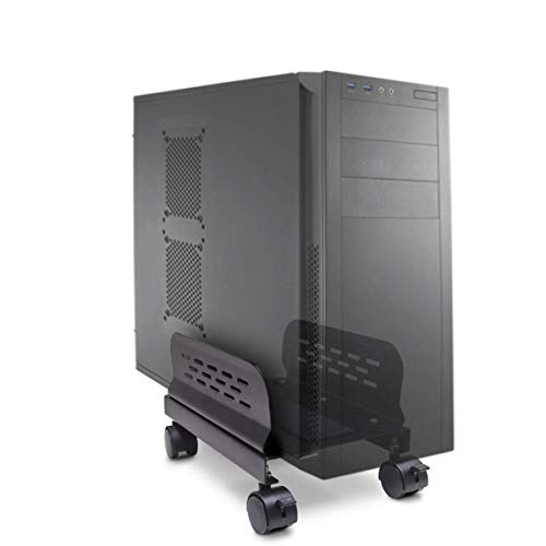 Syba Mobile Desktop Tower Computer Metal Floor Stand Rolling Caster Wheels with Ventilation and Adjustable Width from 6 to 10 Inches - SY-ACC65057 - Image 1