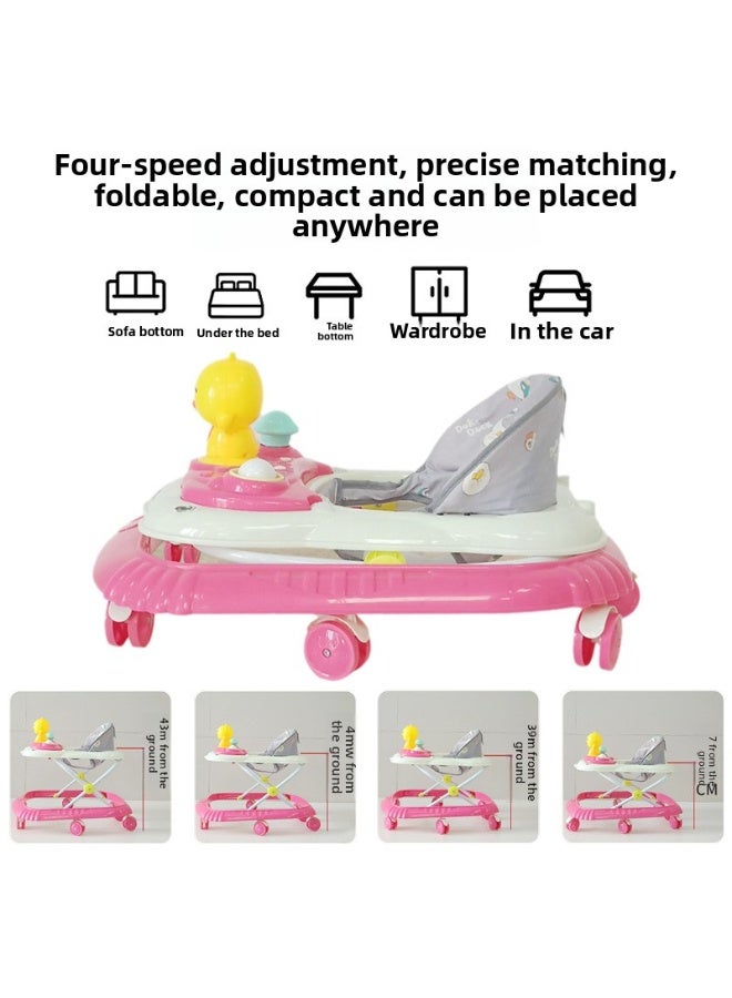 أوريتي عربة مشي للأطفال متعددة الوظائف مضادة للانقلاب مع موسيقى قابلة للطي وتعليمية - وردي - Image 4