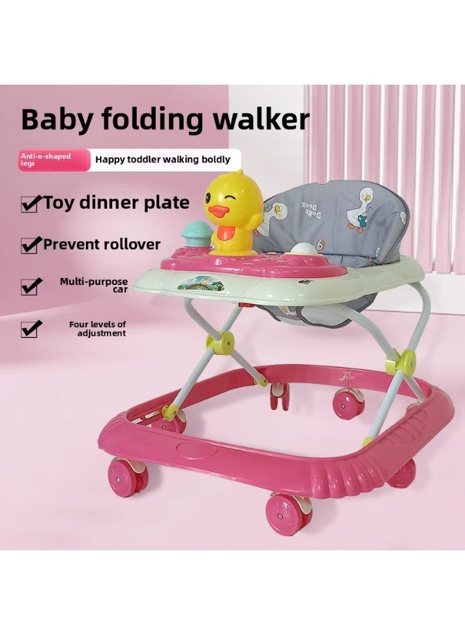 أوريتي عربة مشي للأطفال متعددة الوظائف مضادة للانقلاب مع موسيقى قابلة للطي وتعليمية - وردي - Image 5