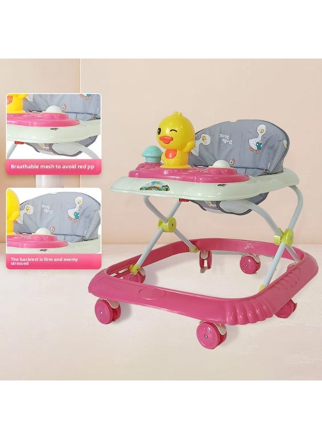 أوريتي عربة مشي للأطفال متعددة الوظائف مضادة للانقلاب مع موسيقى قابلة للطي وتعليمية - وردي - Image 1