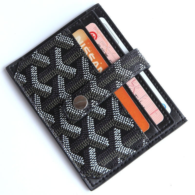 Compact Womens Card Holder Multislot Mens License Case Black 