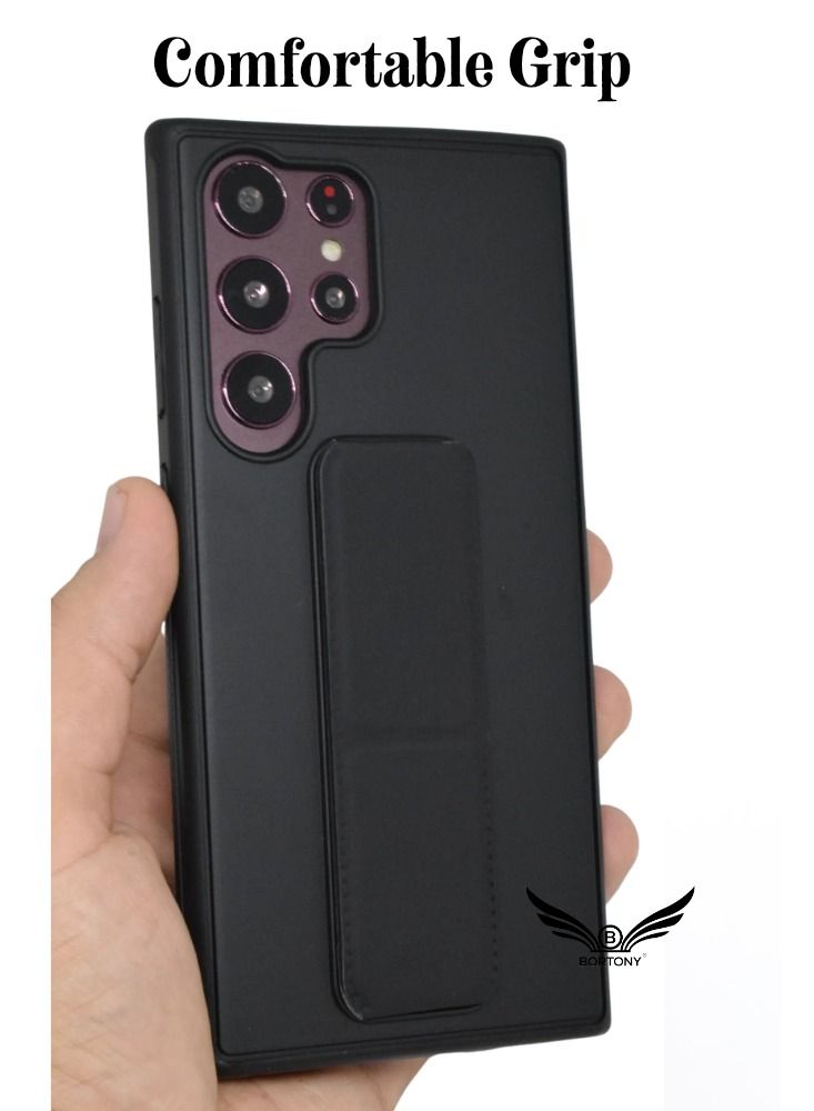 BORTONY Galaxy S23 Ultra Case Fully Covered With Finger Grip Stand Holder Anti Slip Shockproof Protective Case Cover For Samsung Galaxy S23 Ultra 5G - Image 2
