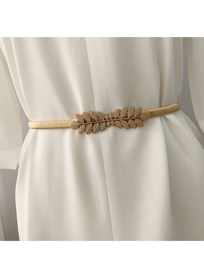 حزام معدني للنساء حزام مطاطي رفيع للخصر حزام معدني مطاطي مرن بحلقات معدنية - Image 1