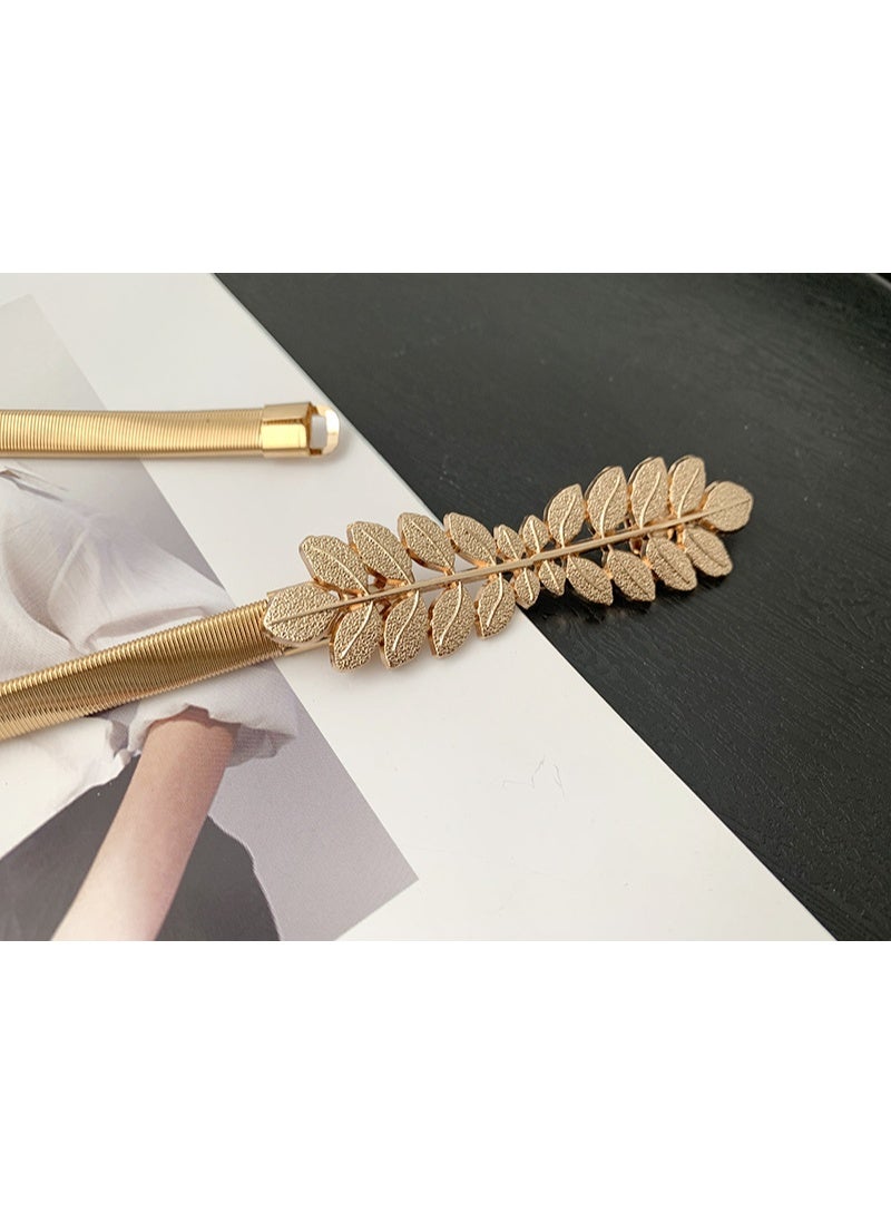 حزام معدني للنساء حزام مطاطي رفيع للخصر حزام معدني مطاطي مرن بحلقات معدنية - Image 4