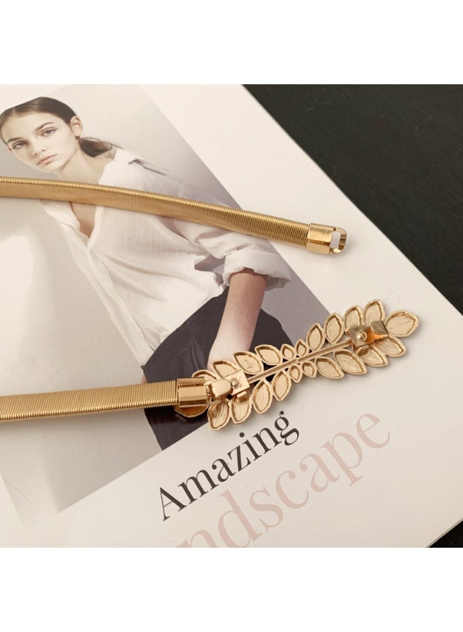 حزام معدني للنساء حزام مطاطي رفيع للخصر حزام معدني مطاطي مرن بحلقات معدنية - Image 3