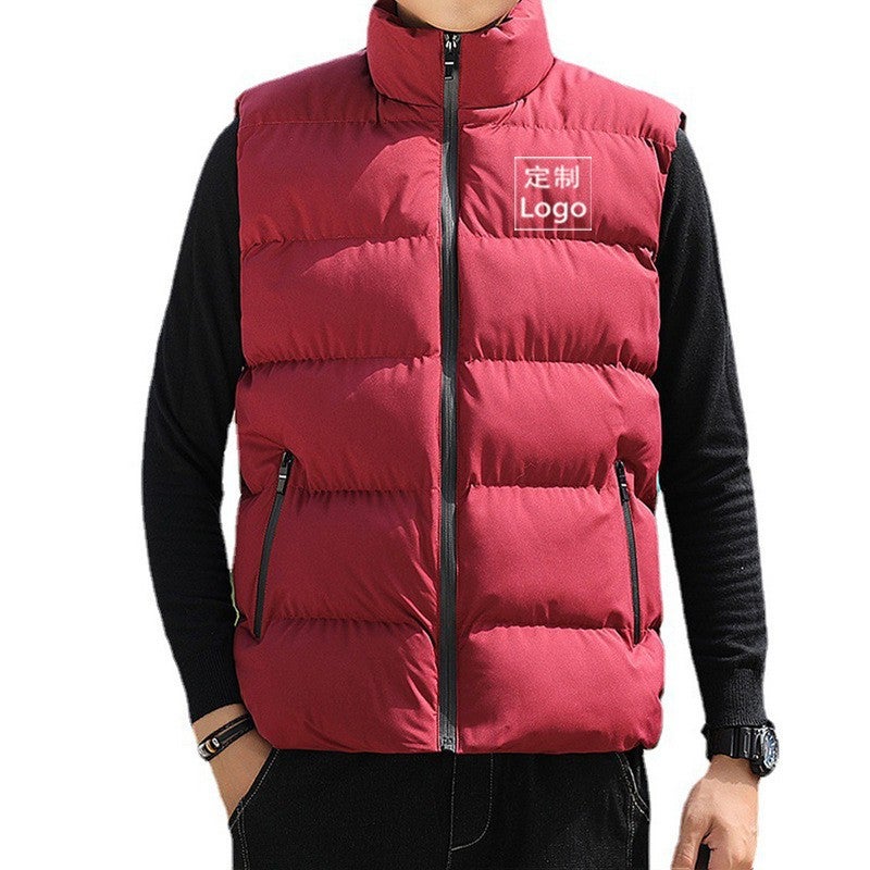 Men'S New Fleece-Lined Thick Warm Windproof Waistcoat Hong Kong Style Casual Stand Collar Cotton-Padded Vest For Men - Image 2