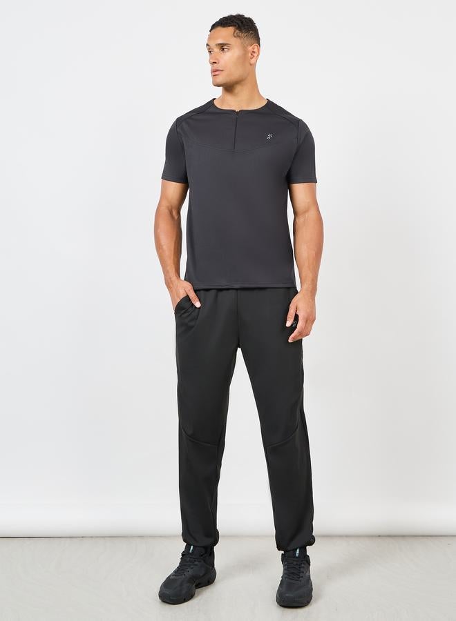 Styli Ultra Soft Micro Poly Front Zip Panel Detail Active T-shirt  - Image 2