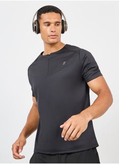 Styli Ultra Soft Micro Poly Front Zip Panel Detail Active T-shirt  - Image 1