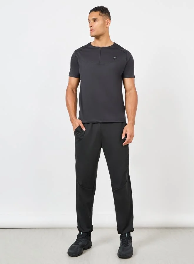 Styli Active Ultra Soft Micro Poly Front Zip Panel Detail Active T-shirt