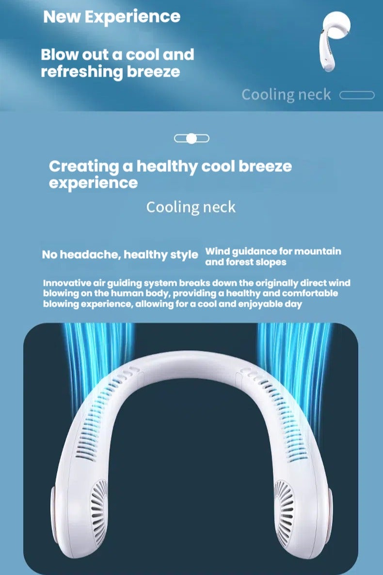 مروحة الرقبة ، مروحة الرقبة المعلقة المحمولة ، مروحة الرقبة بلا شفرة مع تدفق الهواء 360 درجة ، 5 سرعة قابلة للتعديل مع شاشة LED الرقمية ، مروحة التبريد القابلة لإعادة الشحن هادئة / بيضاء - Image 4
