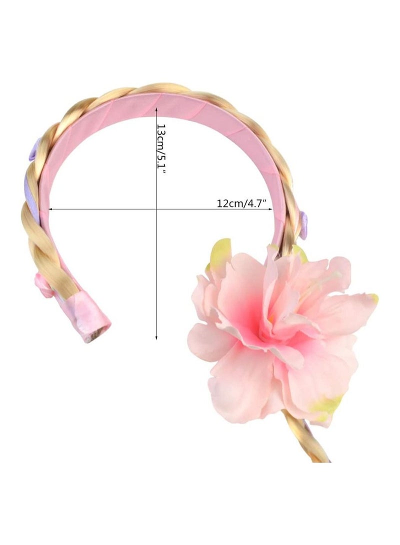 NIBEMINENT Princess Dress Up Braided Hair Kids Wig Flower Braid 28 Inch Long - Image 2