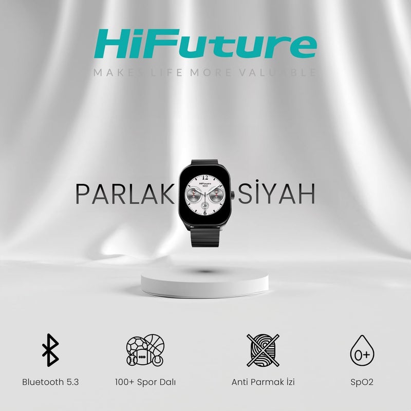 HiFuture APEX 2.04" AMOLED Stainless Steel Smartwatch - Black - Image 5