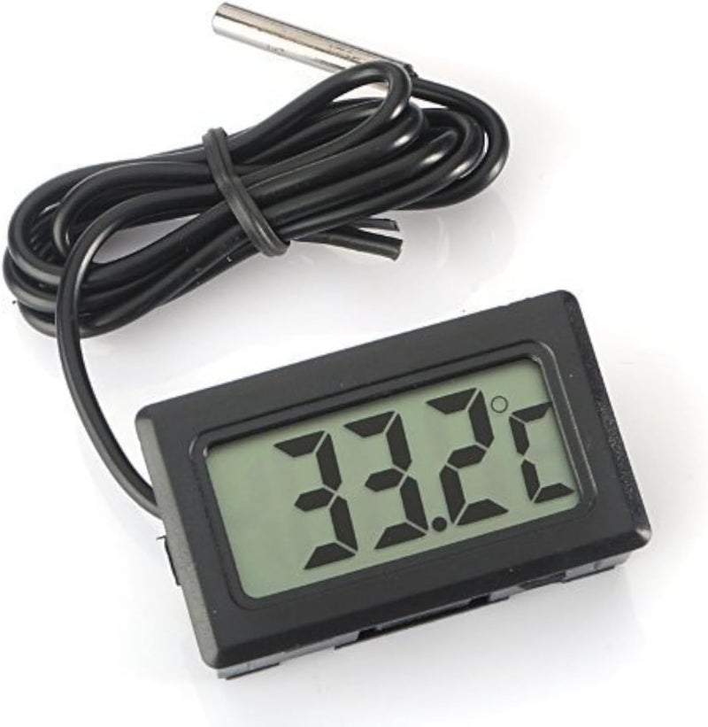 WINGONEER Digital LCD Thermometer Temperature Monitor with External Probe For Fridge Freezer Refrigerator Aquarium -Black - Image 1