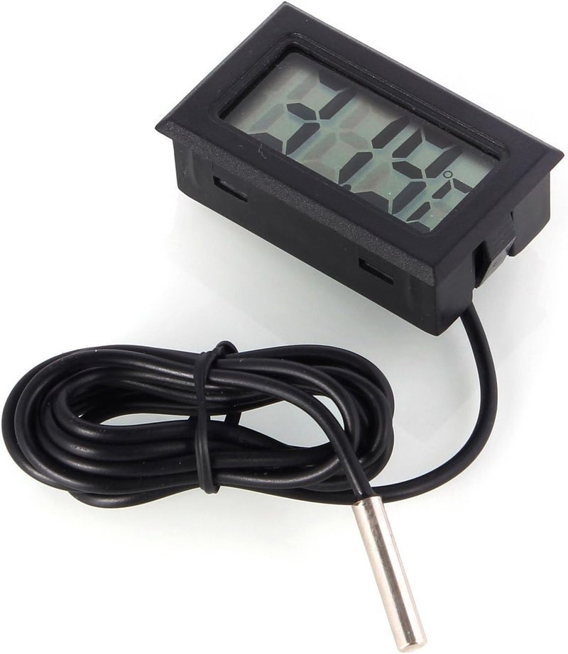 WINGONEER Digital LCD Thermometer Temperature Monitor with External Probe For Fridge Freezer Refrigerator Aquarium -Black - Image 2