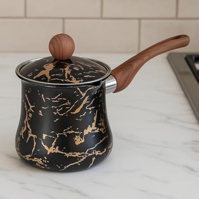 rayihni Turkish Coffee Pot Ibrik Stainless Steel With Lid HeavyDuty Multipurpose - Image 3