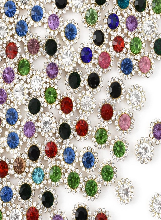 VIOCIWUO Crystal Flower Shape Rhinestone Buttons 100Pcs 12mm Sunflower Flatback Claw Cup Sewing on Rhinestone for DIY Jewelry Crafts Bow Tie Clothes - Image 1