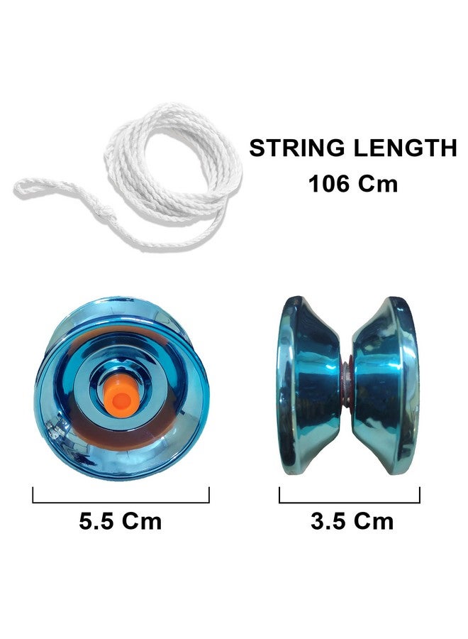 VGRASSP Fine Quality High Gloss Metal YoYo Spinner Toy for Kids with Approx. 1 m Long String - Diameter 5.5 X Height 3.5 CM - Color As Per Stock (Pack of 2) - Image 3