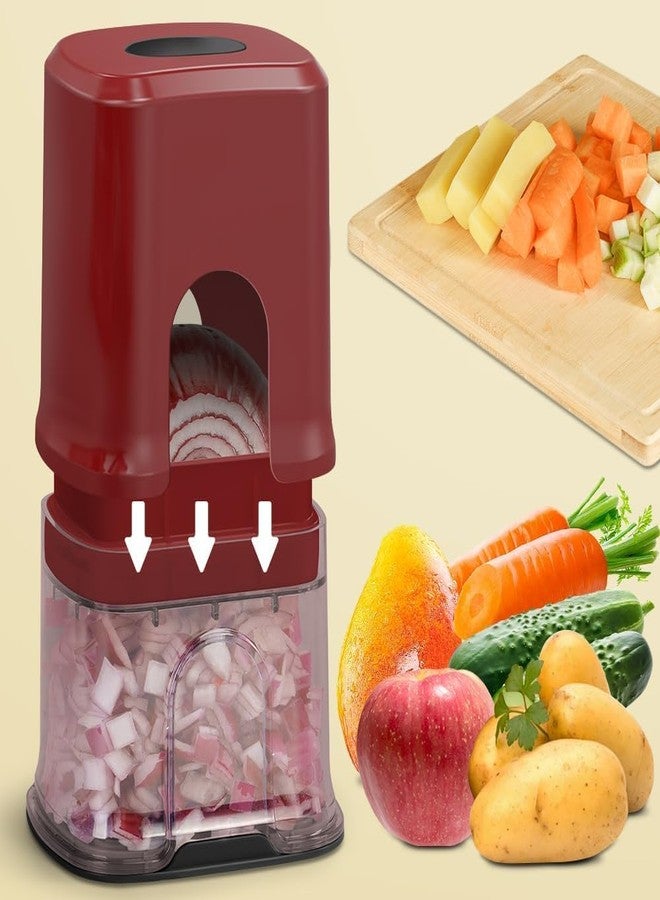 Maxceysen Vegetable Fruit Chopper French Fries Cutter Potato Onion Tomato 3 Sizes Dicer (RED) - Image 2