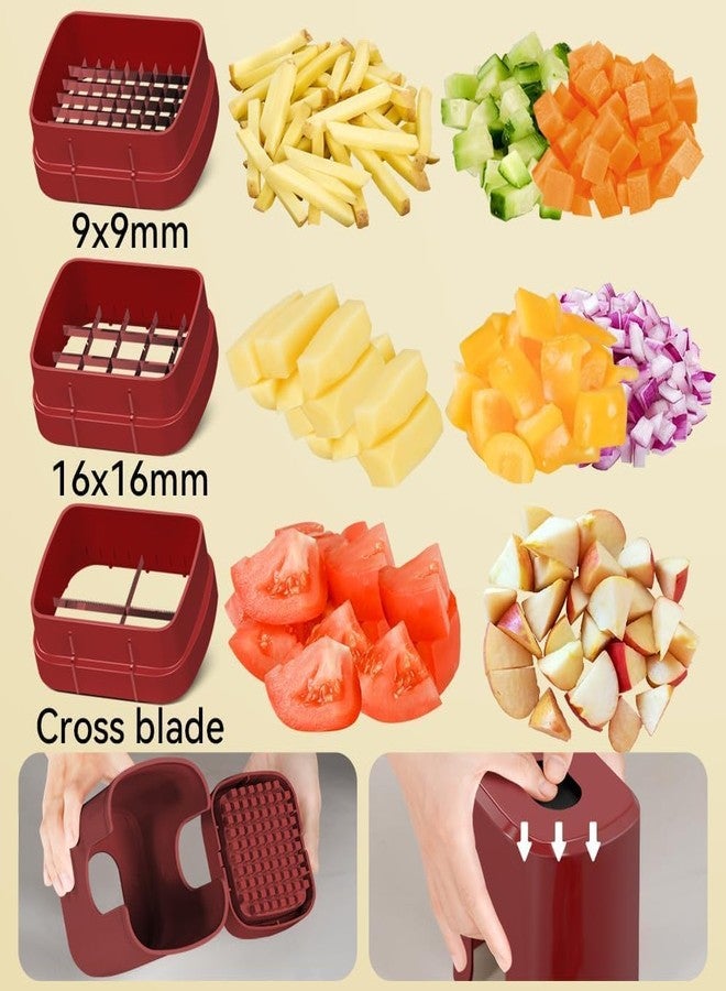 Maxceysen Vegetable Fruit Chopper French Fries Cutter Potato Onion Tomato 3 Sizes Dicer (RED) - Image 3