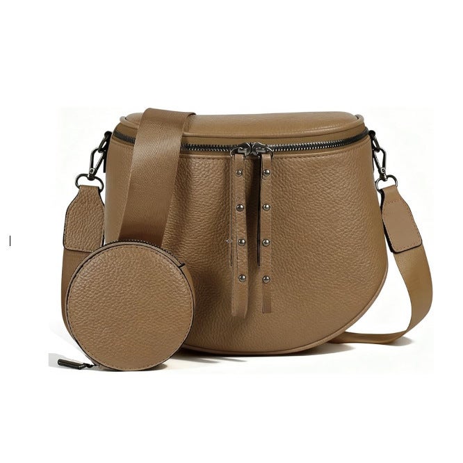 Women's Large Capacity Pebbled PU Saddle Crossbody Bag - Image 5