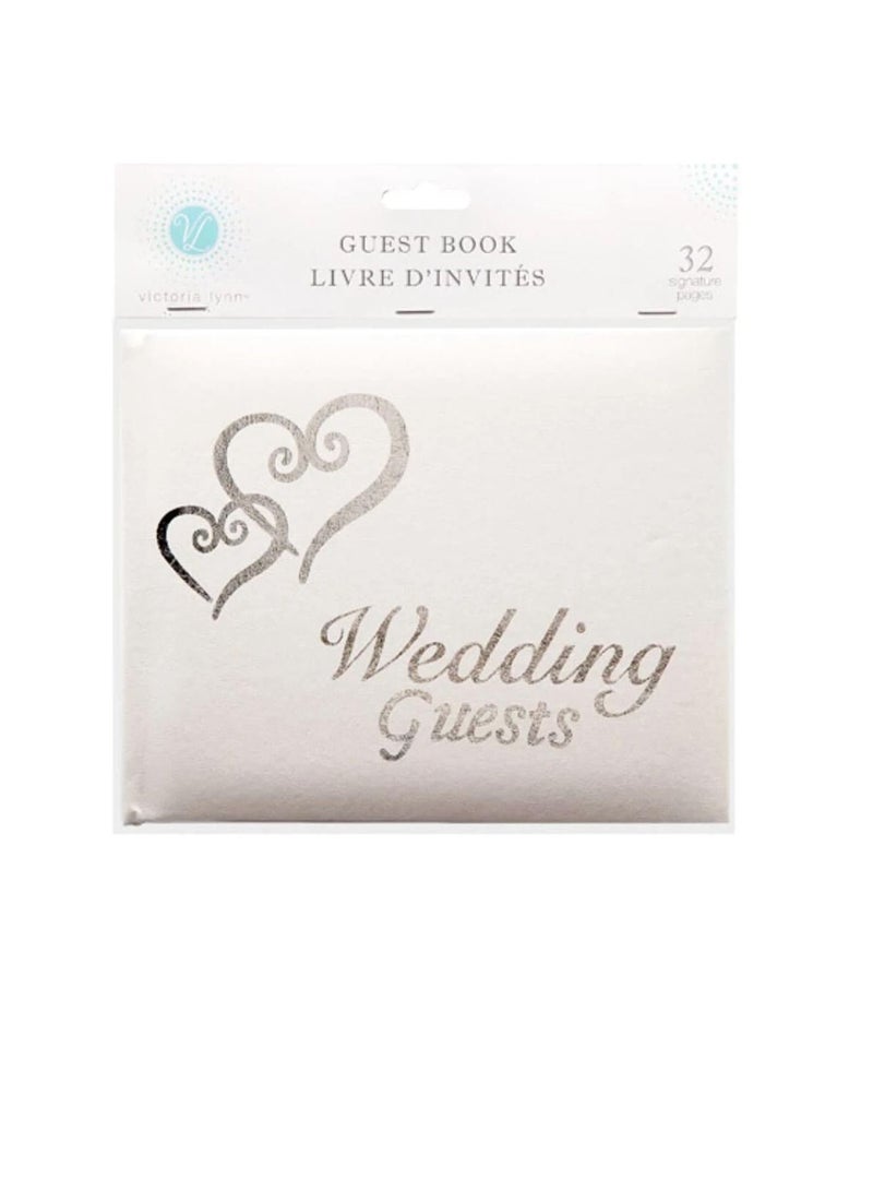 دفتر ضيف حروف فضية وقلوب بيضاء - Image 2